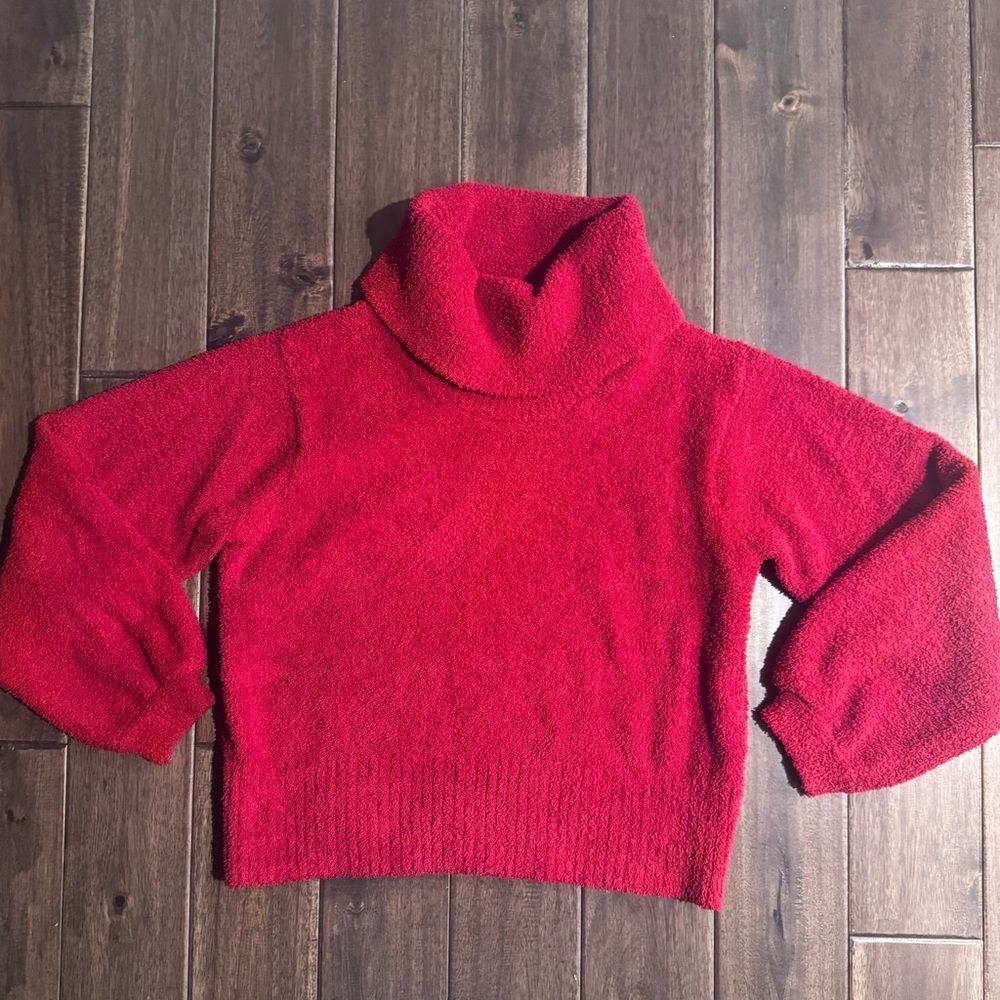 Jessica Simpson Red Chunky Turtleneck Balloon Sleeve Sweater S